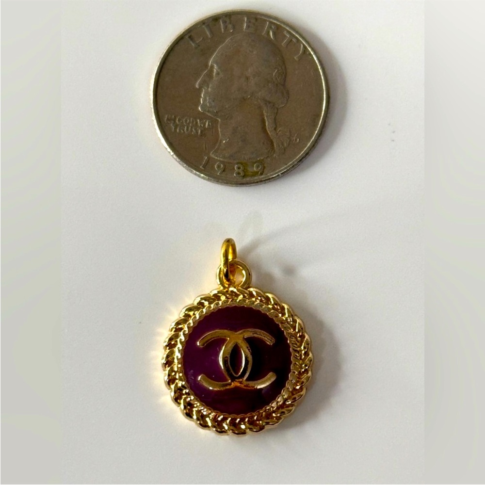 Chanel Purple and Gold Pendant zipper pull